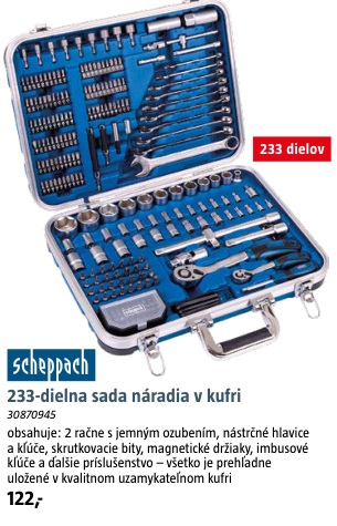 Scheppach 233-dielna sada náradia v kufri