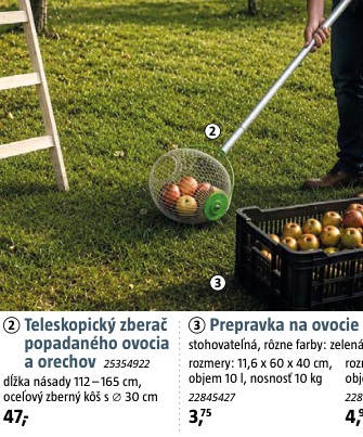 Teleskopický zberač ovocia a orechov