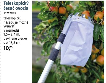 Teleskopický česač ovocia