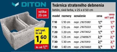 Diton tvárnica strateného debnenia T10
