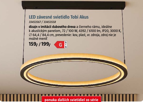 LED závesné svietidlo Tobi Akus 64.4 cm
