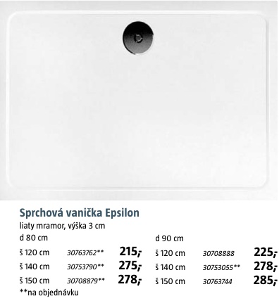 Epsilon sprchová vanička 150 × 80 cm