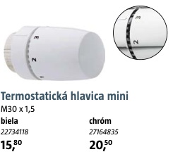 Termostatická hlavica mini biela