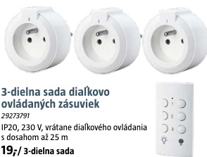 Diaľkovo ovládané zásuvky 3-dielna sada