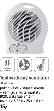 Teplovzdušný ventilátor 2 kW