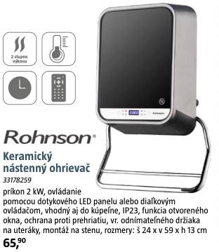 Rohnson keramický nástenný ohrievač