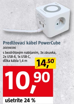 PowerCube predlžovací kábel s bezdrôtovým nabíjaním