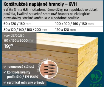 KVH hranol 60×120×3000 mm