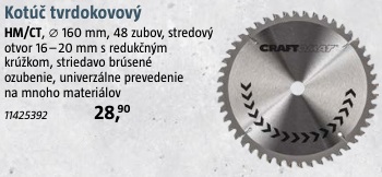 Craftomat tvrdokovový kotúč HM/CT160 mm