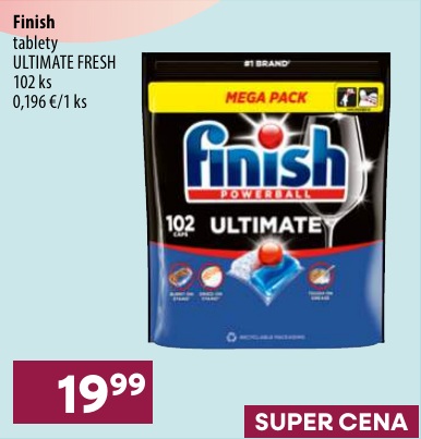 Finish Ultimate Fresh tablety do umývačky 102 ks