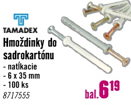 Hmoždinky do sadrokartónu 6 × 35 mm