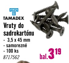 Vruty do sadrokartónu 3,5 × 45 mm