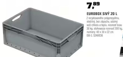 Eurobox sivý 20 l