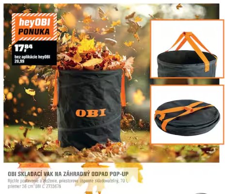 OBI skladací vak na záhradný odpad Pop-up 70 l