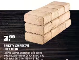 Brikety smrekové Soft 10 kg – paletový odber