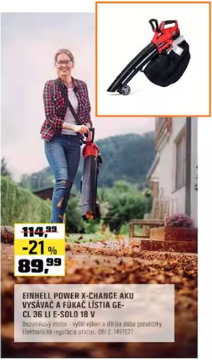 Einhell aku vysávač a fúkač lístia GE-CL 36 Li E-Solo 18 V