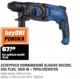Scheppach kombinované kladivo DH2260 SDS Plus