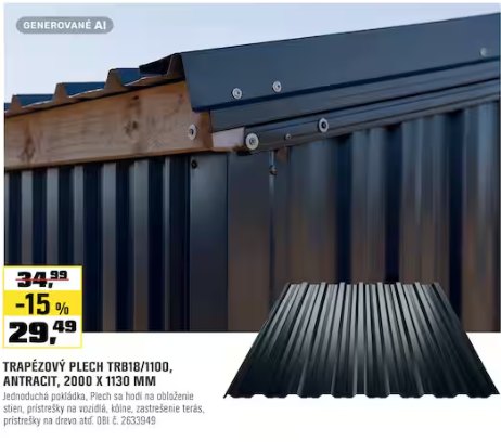 Trapézový plech TRB18/1100 antracit 2000 × 1130 mm