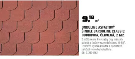 Onduline asfaltový šindeľ Bardoline Classic bobrovka červená