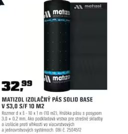 Matizol izolačný pás Solid Base V S3,0 S/F 10 m²