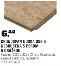 Kronospan OSB 3 doska nebrúsená pero a drážka