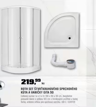 Roth set sprchového kúta a vaničky Gita 90