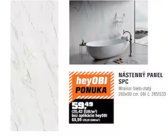 Nástenný panel SPC mramor bielo-zlatý