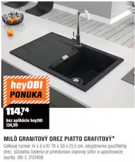 Miló granitový drez Piatto grafitový