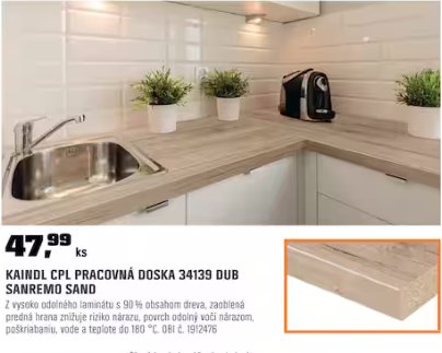Kaindl CPL pracovná doska 34139 dub Sanremo Sand