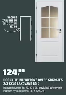 Doornite interiérové dvere Socrates 2/3 sklo 80 Ľ