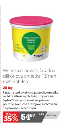 Weberpas nova S silikónová omietka 1,5 mm