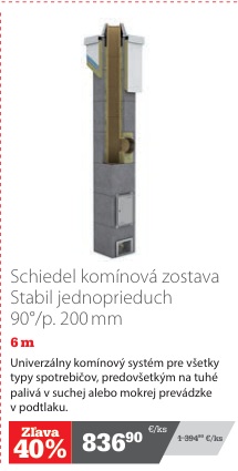 Schiedel Stabil jednoprieduch komínová zostava 6 m