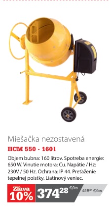 Miešačka HCM 550 160 l nezostavená