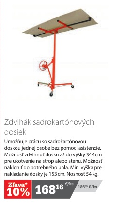 Zdvihák sadrokartónových dosiek