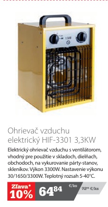 Elektrický ohrievač vzduchu HIF-3301