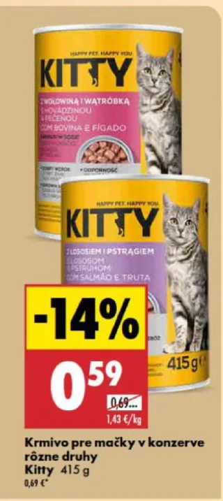 Kitty krmivo pre mačky v konzerve