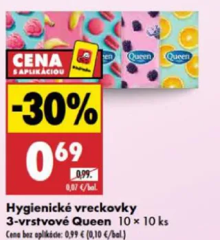 Queen hygienické vreckovky 3-vrstvové