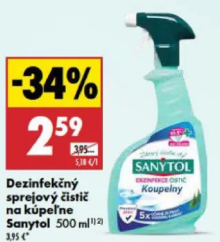 Sanytol dezinfekčný sprejový čistič na kúpeľne
