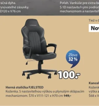 Herná stolička FJELSTED 70x111-121x70 cm