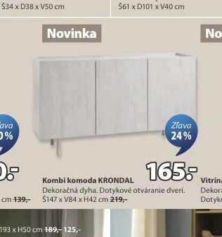 Kombi komoda KRONDAL 147x84x42 cm