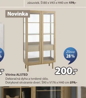 Vitrína ALSTED 90x176x40 cm