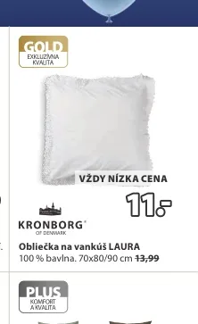KRONBORG Obliečka na vankúš LAURA 70x80/90 cm