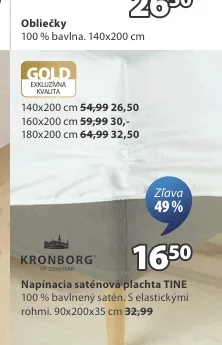 KRONBORG Napínacia saténová plachta TINE 140x200 cm