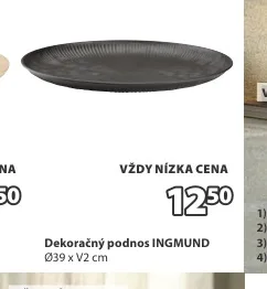 Dekoračný podnos INGMUND Ø39x2 cm