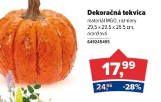 Dekoračná tekvica 29,5 cm