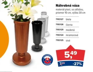 Náhrobná váza sivá