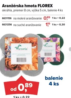 Aranžérska hmota FLOREX okrúhla na mokré aranžovanie 4 ks