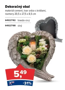 Dekoračný obal srdce s krídlami hnedo-sivý