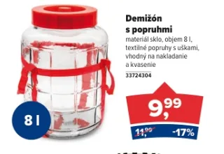 Demižón s popruhmi 8 l