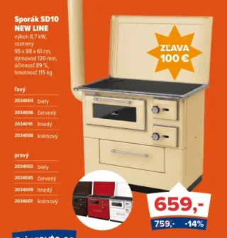 Sporák SD10 NEW LINE pravý biely